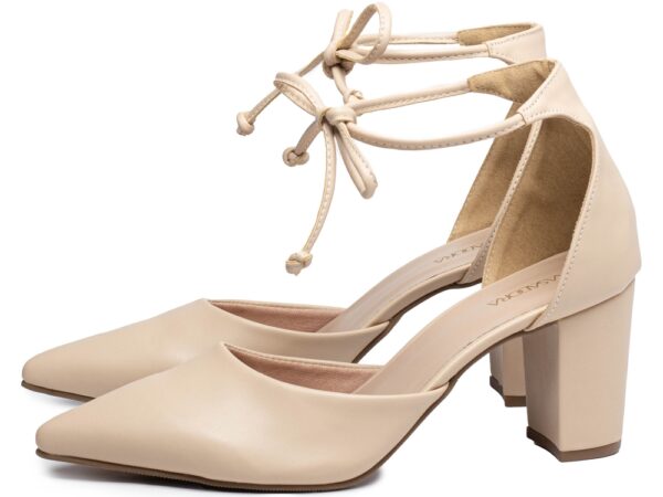 Sapato Scarpin Elegante Arrasadora Bege Salto - Imagem 3