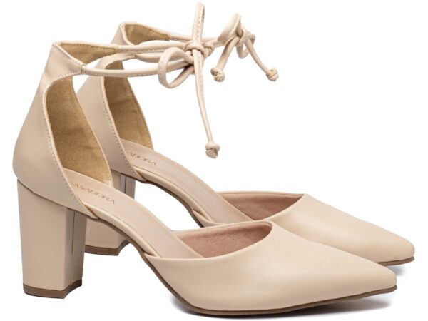 Sapato Scarpin Elegante Arrasadora Bege Salto - Imagem 4