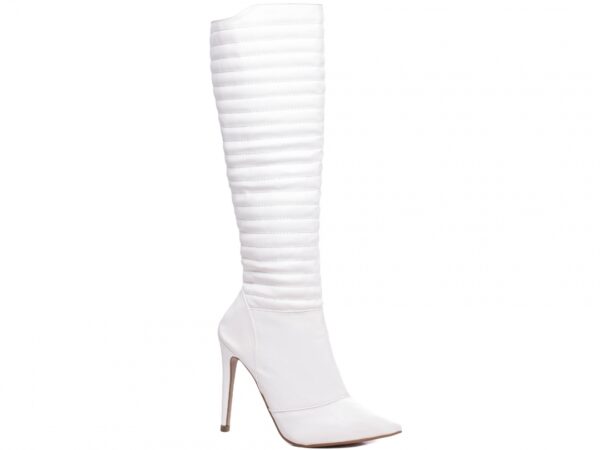 Bota Feminina Branca Elegante com Salto Conforto Estilosa - Imagem 4