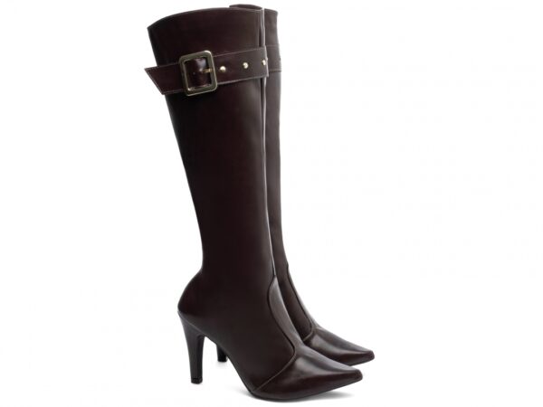 Bota Feminina Preta Elegante com Fivela  com Salto Conforto Estilosa - Imagem 5