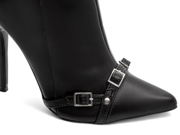 Bota Feminina Preta Elegante com Fivela  com Salto Conforto Estilosa - Imagem 7