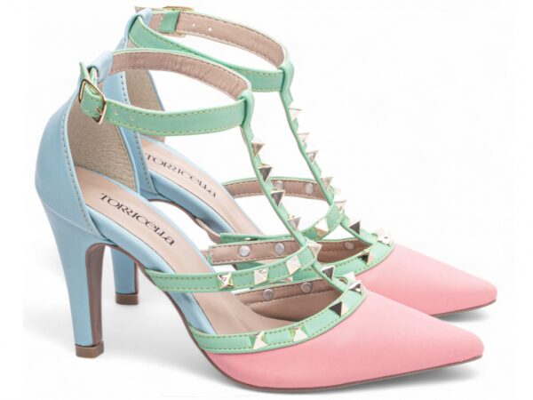 Sapato Scarpin Feminino Rosa Azul Verde Salto Alto - 65054D - Imagem 4