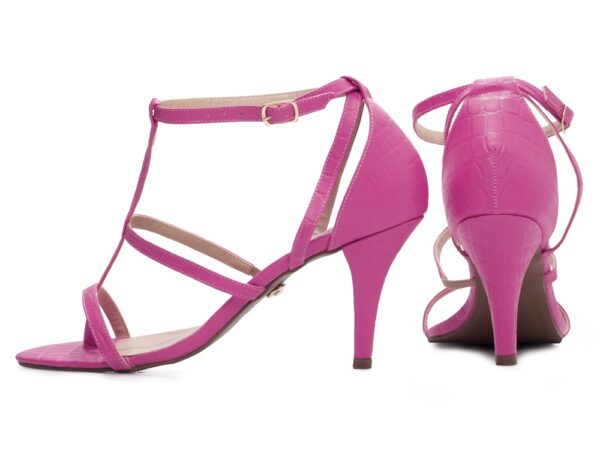 Sandalia Elegante Arrasadora Pink Dourado Bege Salto Fino - Imagem 2