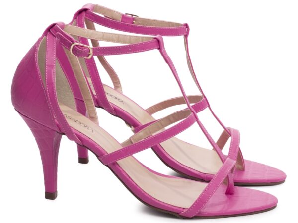Sandalia Elegante Arrasadora Pink Dourado Bege Salto Fino - Imagem 4
