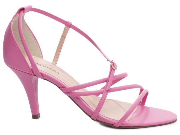 Sandalia Elegante Arrasadora Rosa Dourado Bege Salto Fino