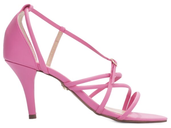 Sandalia Elegante Arrasadora Rosa Dourado Bege Salto Fino - Imagem 4