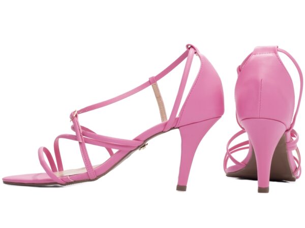 Sandalia Elegante Arrasadora Rosa Dourado Bege Salto Fino - Imagem 5