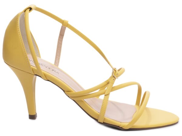 Sandalia Elegante Arrasadora Amarelo Dourado Bege Salto Fino