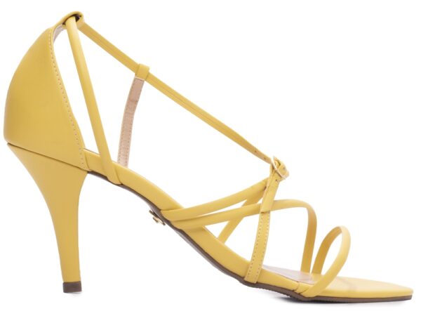 Sandalia Elegante Arrasadora Amarelo Dourado Bege Salto Fino - Imagem 4