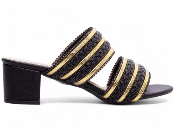 Sandália Tamanco Feminino Cor Preto Detalhe Dourado - Imagem 5