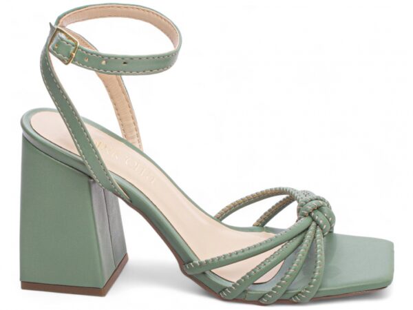 Sandália Feminina Salto Cor Verde Fivela de Ajuste