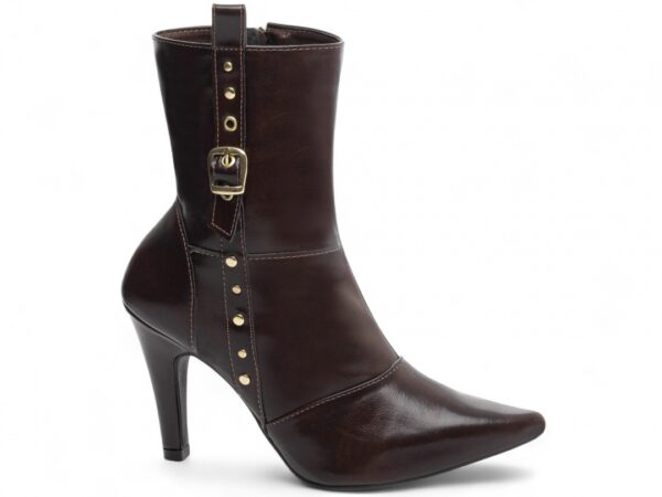 Bota Feminina Preta Elegante com Fivela  com Salto Conforto Estilosa