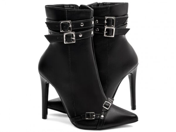 Bota Feminina Preta Elegante com Fivela  com Salto Conforto Estilosa - Imagem 3