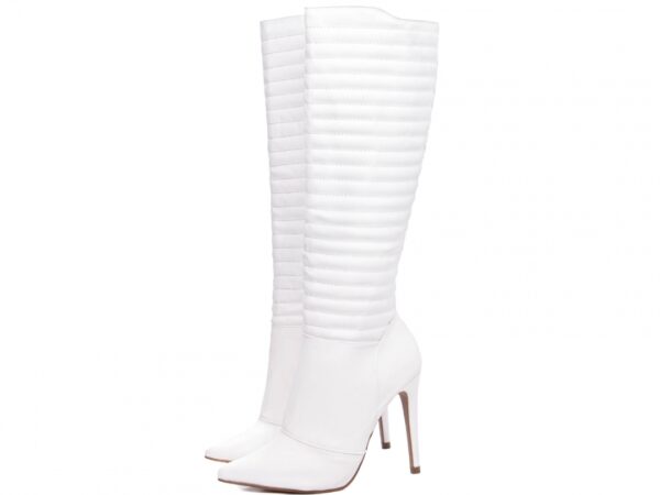 Bota Feminina Branca Elegante com Salto Conforto Estilosa - Imagem 2