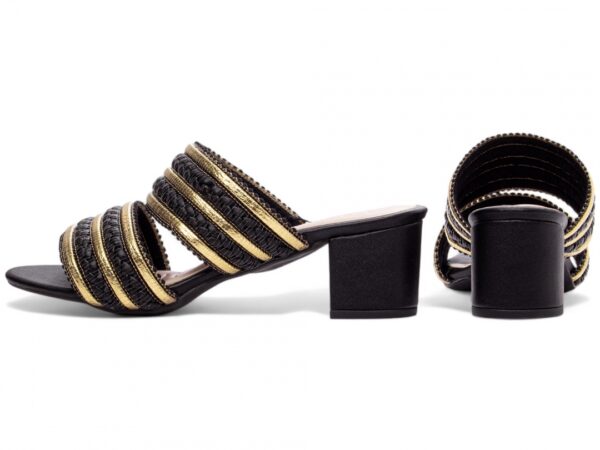 Sandália Tamanco Feminino Cor Preto Detalhe Dourado - Imagem 2