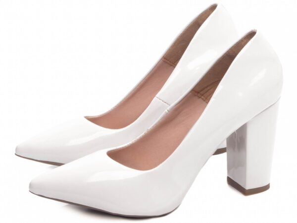 Sapato Scarpin Branco Verniz Salto Alto Estilo - 2025-00C - Imagem 3