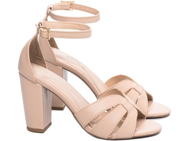 Sandália Feminina Salto Alto Cor Rose com Fivela de Ajuste - Imagem 4