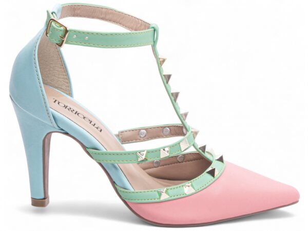Sapato Scarpin Feminino Rosa Azul Verde Salto Alto - 65054D - Imagem 5