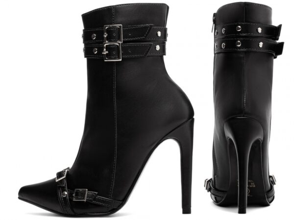 Bota Feminina Preta Elegante com Fivela  com Salto Conforto Estilosa - Imagem 2