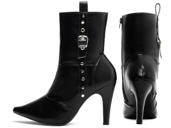 Bota Feminina Preta Elegante com Fivela  com Salto Conforto Estilosa - Imagem 2
