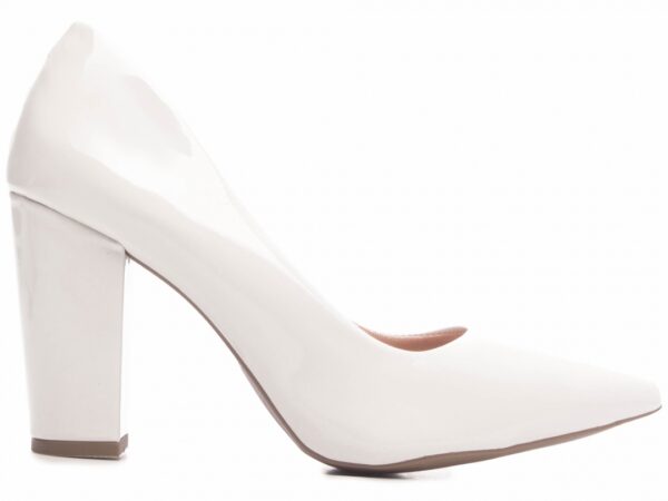 Sapato Scarpin Branco Verniz Salto Alto Estilo - 2025-00C - Imagem 5