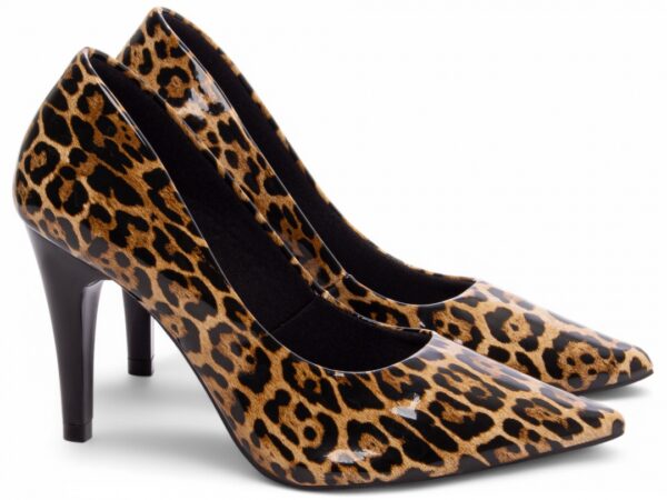 Sapato Scarpin Salto Alto Verniz Onça Confortável Elegante - Imagem 4