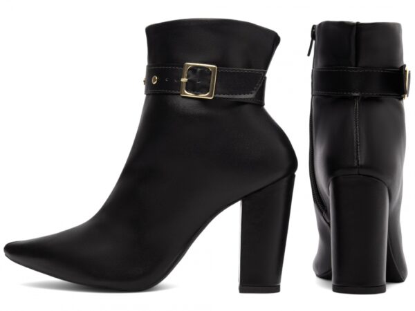 Bota Feminina Preta Elegante com Fivela  com Salto Conforto Estilosa - Imagem 2