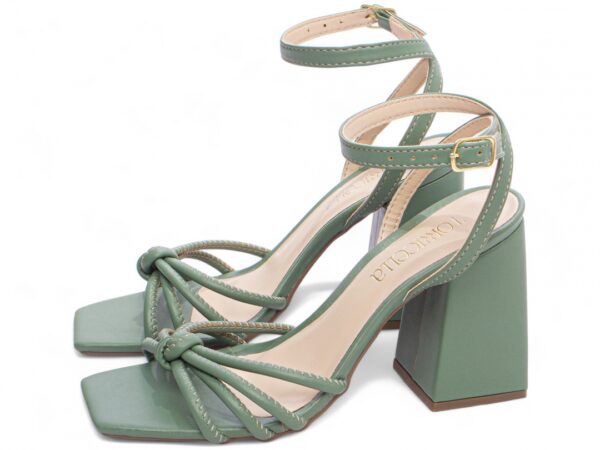 Sandália Feminina Salto Cor Verde Fivela de Ajuste - Imagem 3