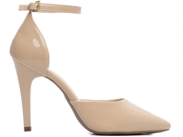 Sapato Scarpin Bege Verniz Detalhe Saia Salto - 9200-117B - Imagem 5