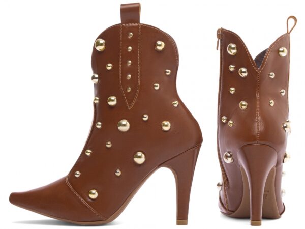 Bota Feminina Caramelo Elegante com Salto Conforto Estilosa - Imagem 2