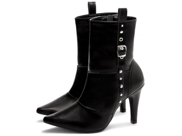 Bota Feminina Preta Elegante com Fivela  com Salto Conforto Estilosa - Imagem 6
