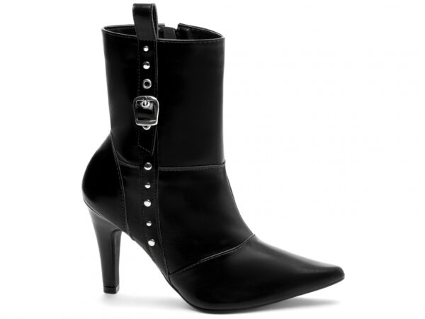 Bota Feminina Preta Elegante com Fivela  com Salto Conforto Estilosa
