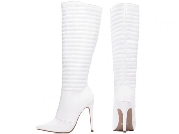 Bota Feminina Branca Elegante com Salto Conforto Estilosa