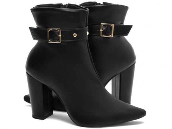 Bota Feminina Preta Elegante com Fivela  com Salto Conforto Estilosa - Imagem 6