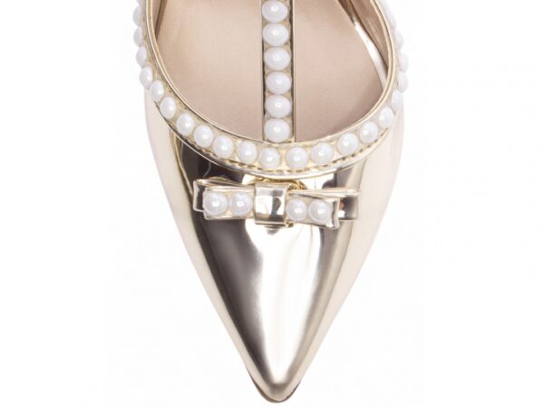 Sapato  Scarpin Feminino Ouro Verniz Salto Alto - 66058H - Imagem 6