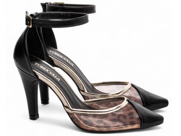 Sapato Scarpin Salto Alto Preto Metalizado Speechio - Imagem 3