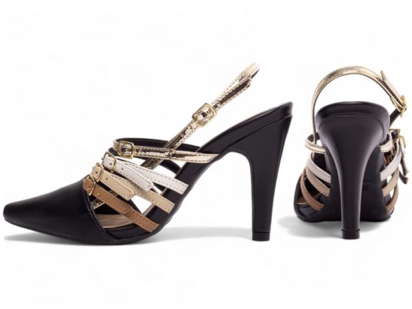 Sapato Scarpin Salto Alto Preto Caramelo Bege Branco  Met - Imagem 2