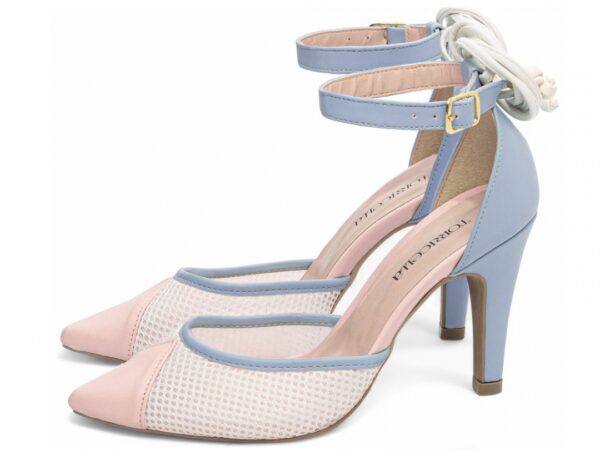 Sapato  Scarpin Feminino Rosa  Branco Azul Salto Alto - 6... - Imagem 3