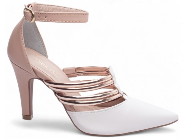 Sapato Scarpin Feminino Branco Rose Salto Alto- 66082A