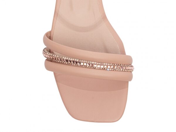 Sandália Feminina Salto Baixo Cor Rose com Ajuste - Imagem 6