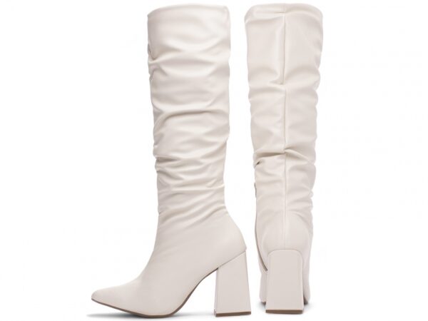 Bota Feminina Branca Elegante com Salto Conforto Estilosa