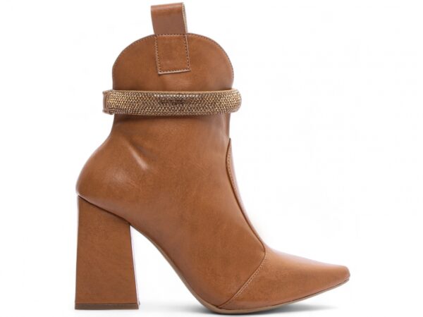 Bota Feminina Caramelo Elegante com Fivela com Salto Conforto Estilosa