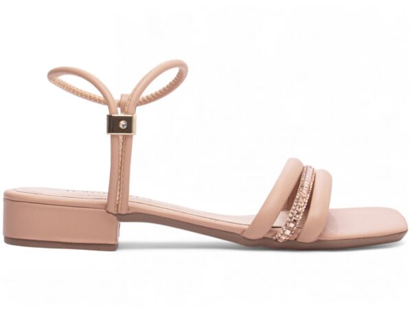 Sandália Feminina Salto Baixo Cor Rose com Ajuste - Imagem 5