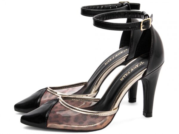 Sapato Scarpin Salto Alto Preto Metalizado Speechio - Imagem 5