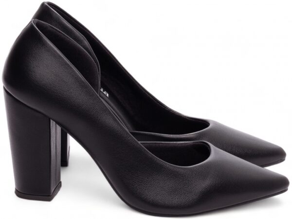 Sapato Scarpin Salto Alto Aberto do Lado Preto Confortável Elegante - Imagem 5