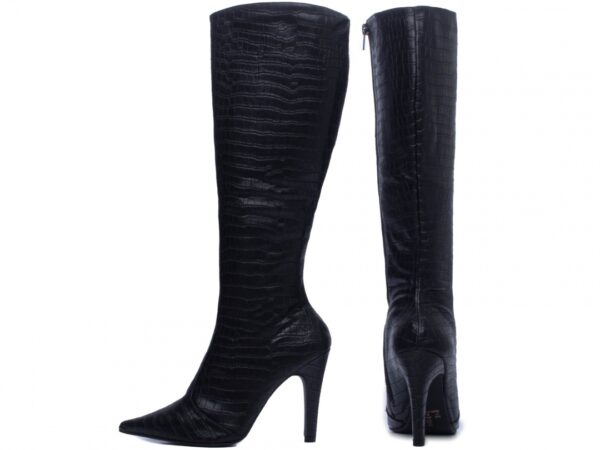 Bota Feminina Preta Elegante com Salto Conforto Estilosa - Imagem 3