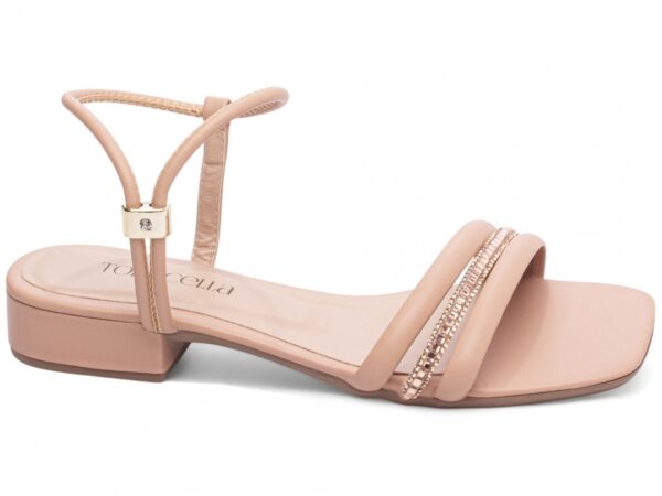Sandália Feminina Salto Baixo Cor Rose com Ajuste