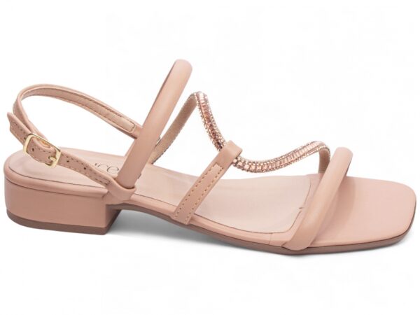Sandália Feminina Salto Baixo Cor Rose com Ajuste