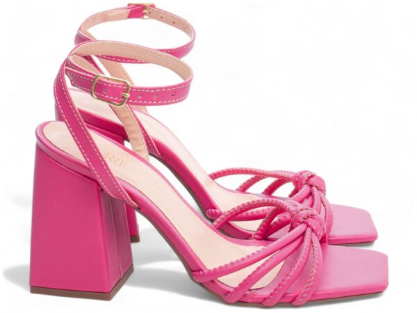 Sandália Feminina Salto Cor Pink Fivela com Ajuste - Imagem 4