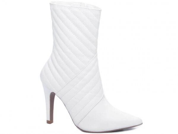 Bota Feminina Branca Elegante com Salto Conforto Estilosa